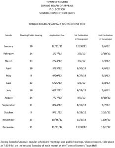Icon of 2012 ZBA Meeting Schedule