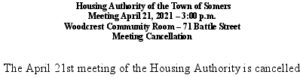 Icon of 20210421 Housing Auth Mtg Cancellation