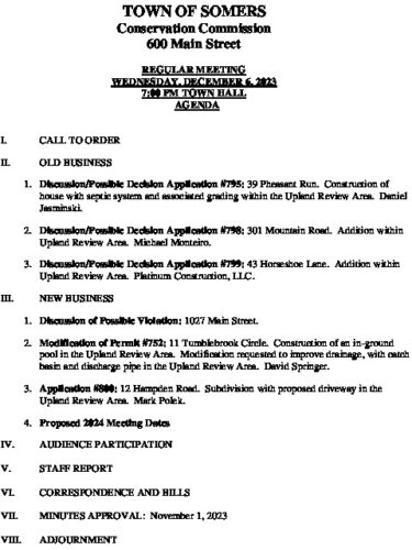 Icon of 20231206 Conservation Regular Meeting Agenda