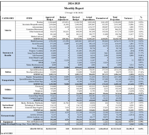 Icon of Actuals + Encumbered - April 2025 Xlsx - Google Sheets
