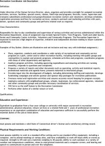 Icon of Recreation Coordinator Job Description