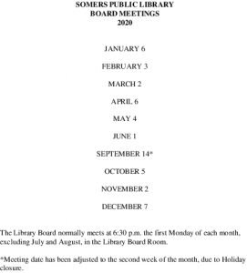 Icon of 2020 Library Board Meeting Dates