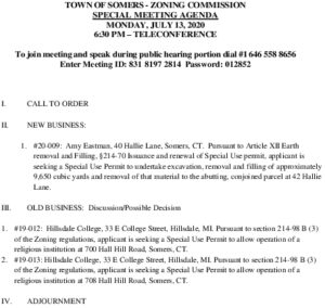 Icon of 20200713 Zoning Commission SPECIAL Meeting Agenda