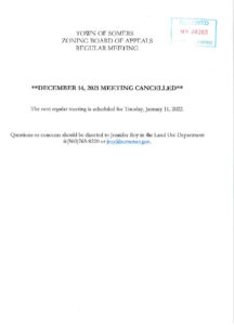 Icon of 2021.12.14 ZBA Meeting Cancelled