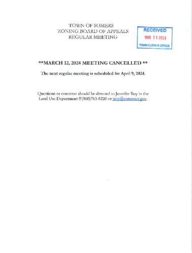 Icon of 2024.03.12 ZBA Meeting Cancelled