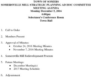 Icon of 20161205 Somersville Mill Strategic Planning Ad Hoc Committe Agenda