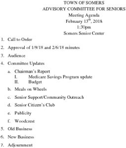 Icon of 20180213 Advisory Committee For Seniors Agenda
