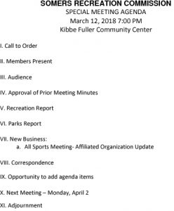 Icon of Rec Commission Special Meeting Agenda 20180312