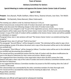 Icon of 20180417 Advisory Committee For Seniors Special Meeting Minutes