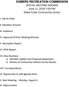 Icon of Rec Commission Special Meeting Agenda 20180611