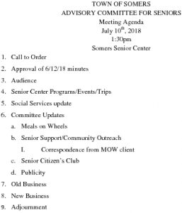Icon of 20180710 Advisory Committee For Seniors Agenda
