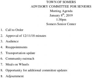 Icon of 20190108 Advisory Committee For Seniors Agenda
